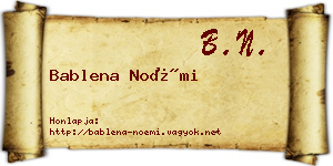 Bablena Noémi névjegykártya